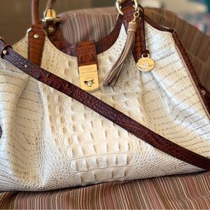 Brahmin pearl and dark chocolate Finley bag